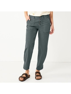 Convertible Tapered-Leg High-Waisted Utility Pants