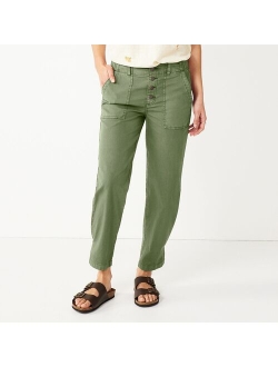 Convertible Tapered-Leg High-Waisted Utility Pants