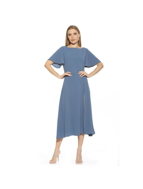 Women's ALEXIA ADMOR Boatneck Flutter Sleeve Fit & Flare Dress