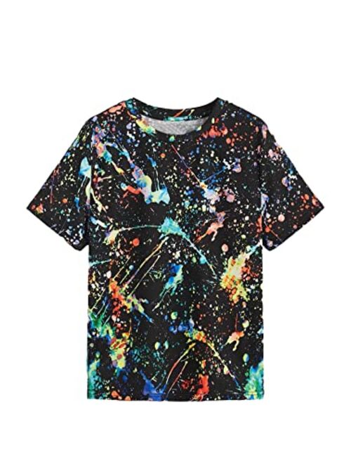 WDIRARA Boy's Gamepad Graphic Print Short Sleeve Graphic T Shirts Round Neck Tops Tee