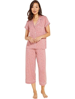 eberjey Gisele Printed Short Sleeve Crop Pajama