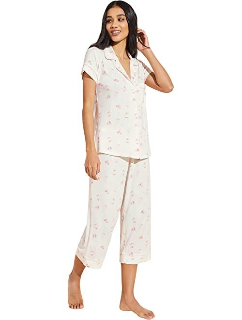 eberjey Gisele Printed Short Sleeve Crop Pajama