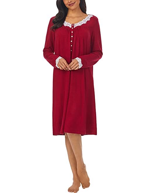 Eileen West 36" Sweater Knit Short Long Sleeve Nightgown