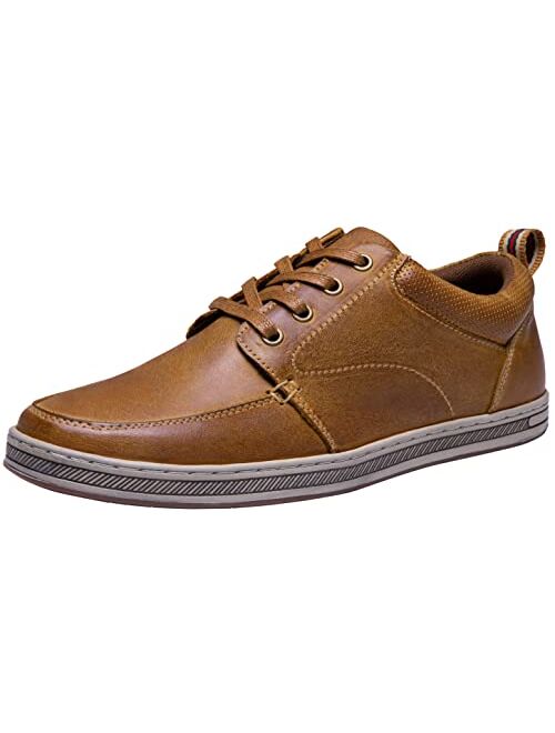 Jousen Mens Fashion Sneakers Retro Leather Mens Casual Shoes Simple Classic Dress Sneakers for Men