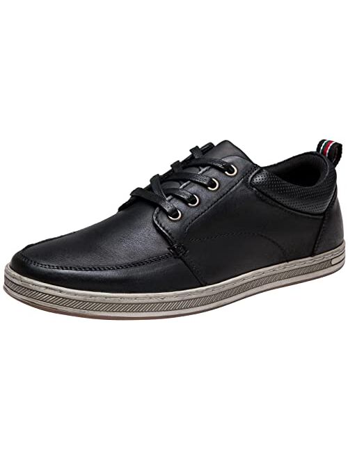 Jousen Mens Fashion Sneakers Retro Leather Mens Casual Shoes Simple Classic Dress Sneakers for Men