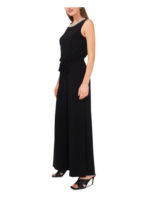 MSK Women's Beaded-Neck Back-Cutout Blouson Jumpsuit