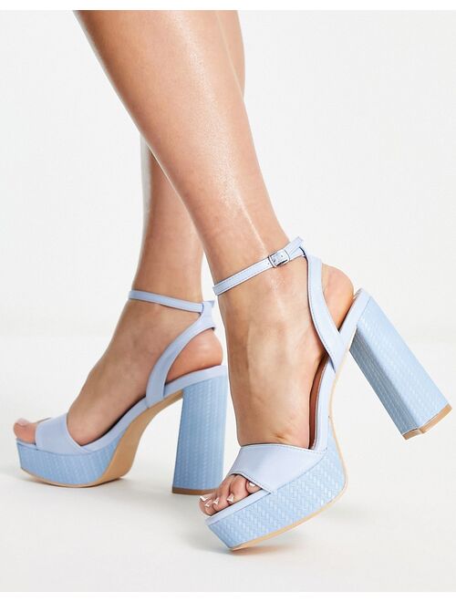 Glamorous espadrille platform heel sandals in blue