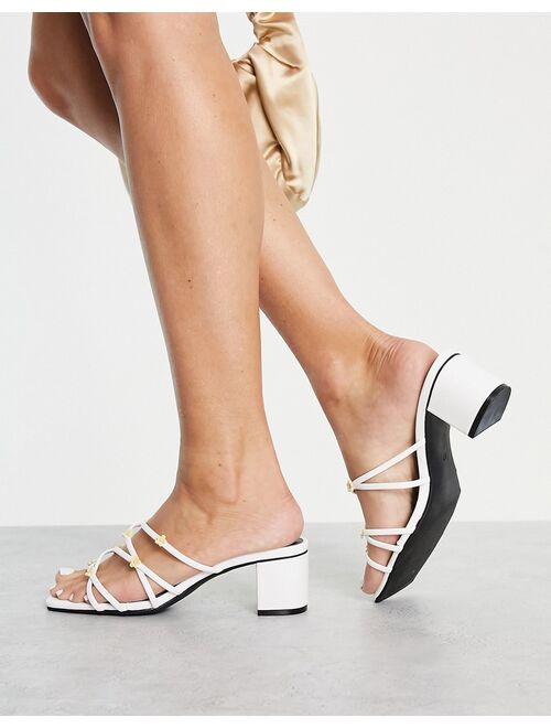 Monki strappy daisy heeled sandals in white