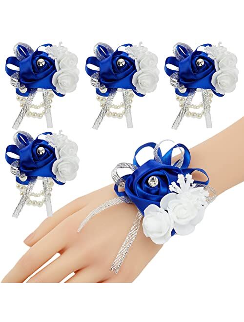 Meldel Beige Wrist Corsage for Prom, 2pcs Champagne Rose Flower Corsages for Bridal Bridesmaid Girl Women, Wrist Flower Set for Wedding Mother of Bride, Hand Flower for H