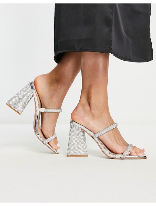 SIMMI Shoes Simmi London Peruvian embellished strappy mules in silver