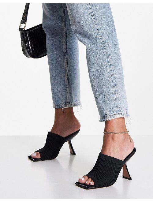 ASOS DESIGN Nickle knitted heeled mules in black