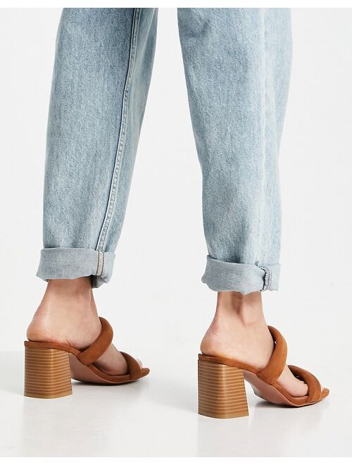 ASOS DESIGN Hyatt padded mid heeled mules in tan