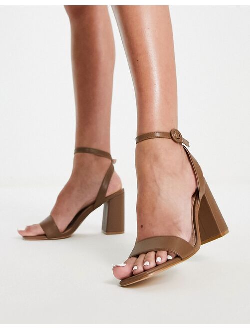 Raid Wink block heel sandals in chocolate brown