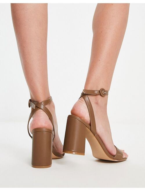 Raid Wink block heel sandals in chocolate brown