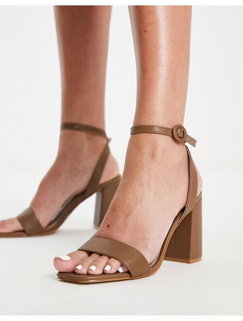 Raid Wink block heel sandals in chocolate brown