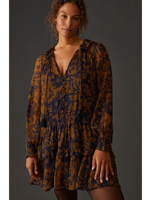 Anthropologie Long-Sleeve Chiffon Dress