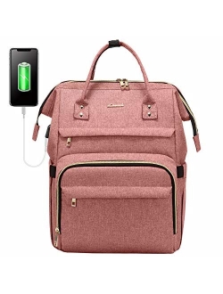 Laptop Backpack Women Teacher Backpack Nurse Bags, 15.6 Inch Womens Work Backpack Purse Waterproof Anti-theft Travel Back Pack with USB Charging Port (Black-Thic