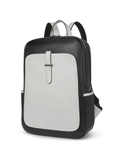 BROMEN Laptop Backpack Purse for Women Vegan Leather Travel 15.6 inch Computer Bag Fashion College School Bookbag