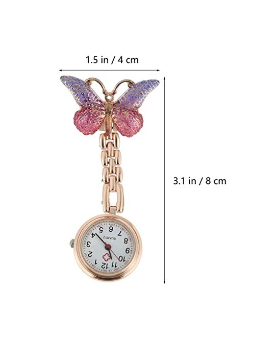 UKCOCO Nurse Pocket Watch 2pcs Butterfly Brooch Nurse Watch Women Clip on Watch Quartz Pocket Watch Badge Watches for Doctor Nurse Easy to Read