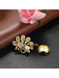 Avaner Nurse Fob Watch Rhinestone Gold Pin-on Brooch Watch Hanging Stainless Steel Lapel Watch for Women