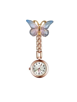 Lancardo 1-3 Pack Women Girl Butterfly Brooch Nurse Watch Pin-On with Secondhand Stethoscope Lapel Fob Pocket Badge Watches for Doctor Nurse Easy to Read