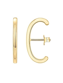 14K Gold Plated Minimalist Suspender Earring CZ Ear Lobe Cuff Stud Earrings