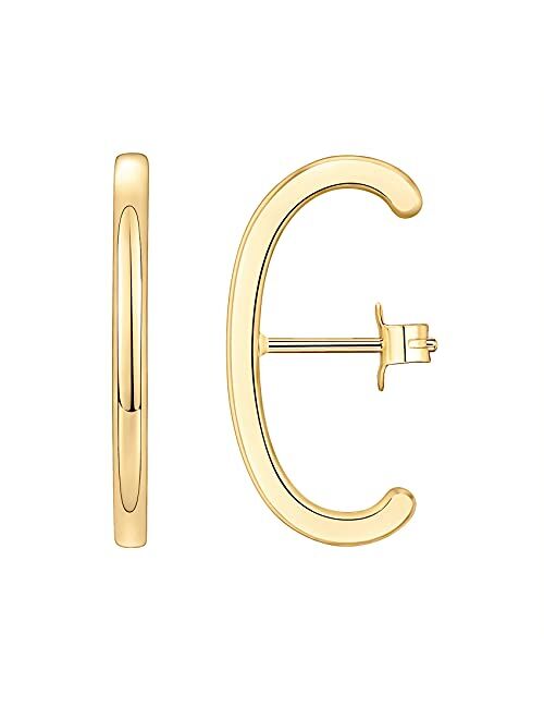 PAVOI 14K Gold Plated Minimalist Suspender Earring CZ Ear Lobe Cuff Stud Earrings