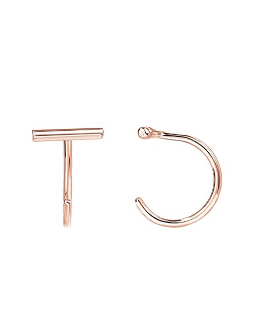 PAVOI 925 Sterling Silver Huggie Half Hoop Earrings | Hypoallergenic Minimalist Tiny Cartilage Earring