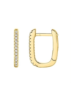 14K Gold Plated 925 Sterling Silver Cubic Zirconia U-Shaped Huggie Earrings in Rose Gold, White Gold and Yellow Gold