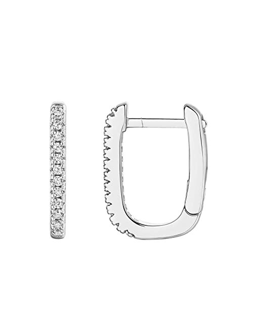 PAVOI 14K Gold Plated 925 Sterling Silver Cubic Zirconia U-Shaped Huggie Earrings in Rose Gold, White Gold and Yellow Gold