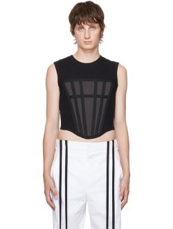 DION LEE Black Rib Corset Tank Top