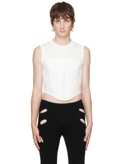 DION LEE Off-White Rib Corset Tank Top