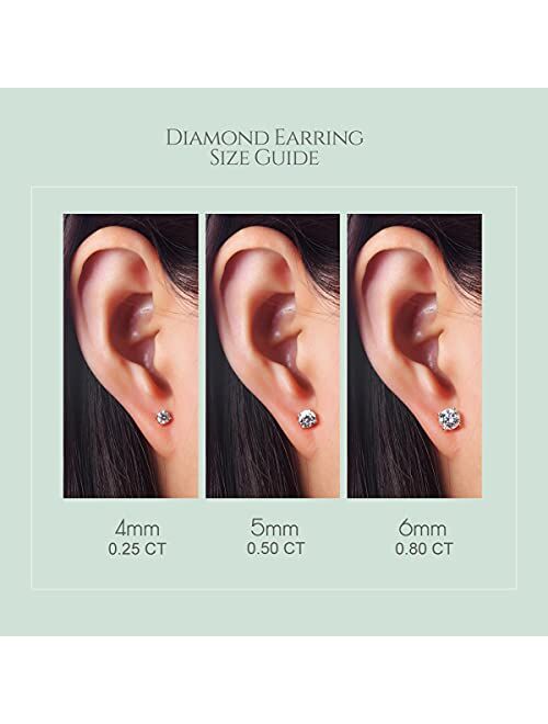 Sterling Silver Stud Earrings Hypoallergenic - AllenCOCO Gold Plated Cubic Zirconia Earrings for Women, 925 Sterling Silver Post