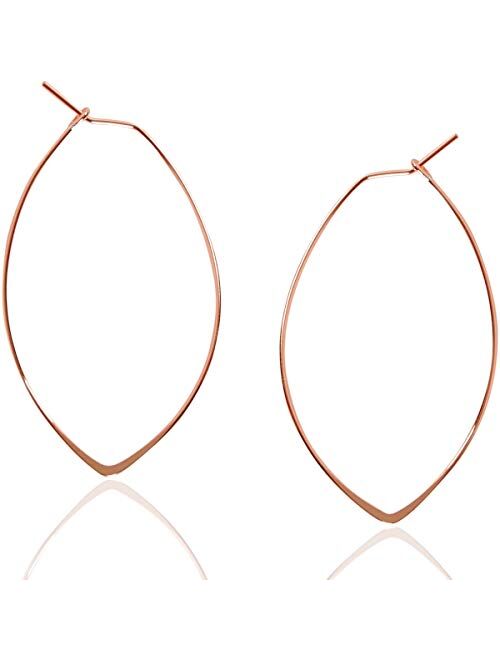 Humble Chic Marquise Threader Big Hoop Earrings for Women - Hypoallergenic and Safe for Sensitive Ears - Plated in 18k Gold or 925 Sterling Silver, Made in the USA