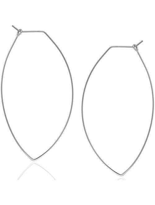 Humble Chic Marquise Threader Big Hoop Earrings for Women - Hypoallergenic and Safe for Sensitive Ears - Plated in 18k Gold or 925 Sterling Silver, Made in the USA