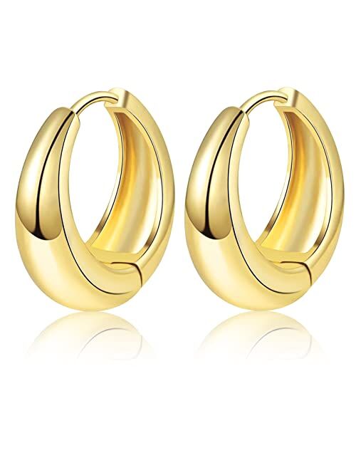 Adoyi Gold Hoop Earrings Set for Women Gold Twisted Huggie Hoops Earrings 14K Plated for Girls Gift Lightweight