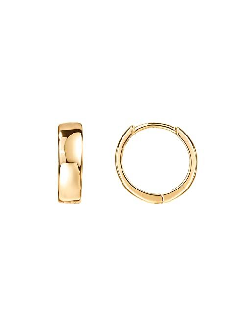 PAVOI 14K Gold Plated Sterling Silver Post Huggie Earrings | Small Hoop Earrings |Gold Earrings for Women