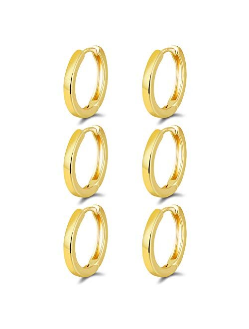 micuco Small Hoop Earrings for Women 14K Gold Plated Hoop Huggie Earrings for Men Hypoallergenic Earrings Tiny Cartilage Ear Jewelry for Women