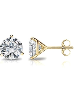 14K Gold Plated Sterling Silver Cubic Zirconia Stud Earrings for Women