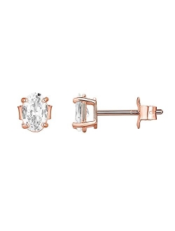 14K Gold Plated Sterling Silver Cubic Zirconia Stud Earrings for Women