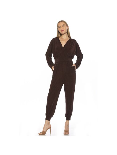 Women's ALEXIA ADMOR Joey Long Sleeves Knit Surplice Jumpsuit