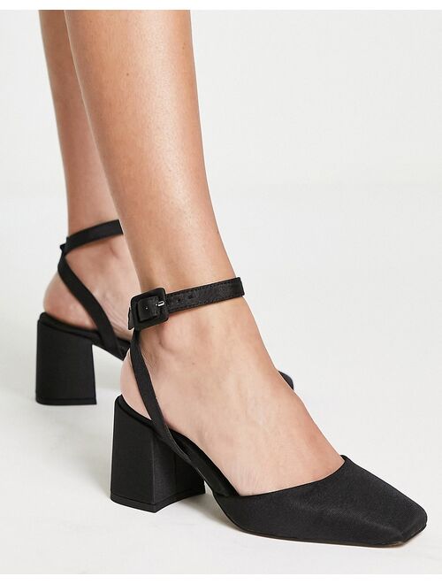 ASOS DESIGN Stelle block heeled mid shoes in black