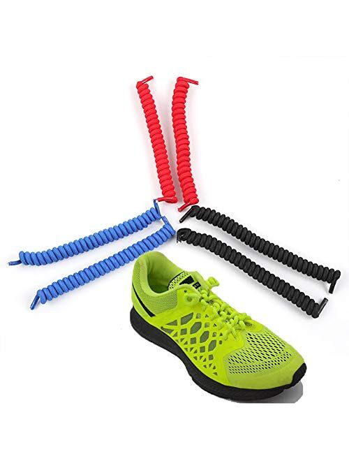 Pveath 10 Pairs Curly No Tie Shoelaces Anti-fall Elastic Spring Shoe Laces No Tie Trainer Kids Shoe Laces Colours for Childs and Adults Suitable in Sports Flat Shoelace 1