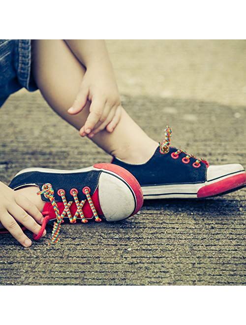 WILLBOND 12 Pairs No Tie Curly Shoelaces Elastic Shoe Lace in Solid Color for Kids and Adults