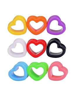 Qmcandy 6pcs/18pcs Heart Shape Acrylic Ear Tunnels Plugs Set Mix Color Stretcher Expander Ear Tunnels Gauge 6G-7/8 inch