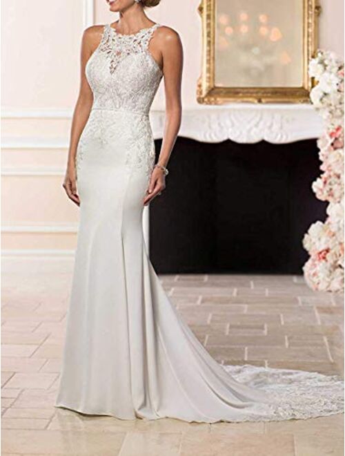 Weddingdazzle Yen Town Bridal Dresses Sexy Backless Lace Appliques Mermaid Wedding Dresses for Bride