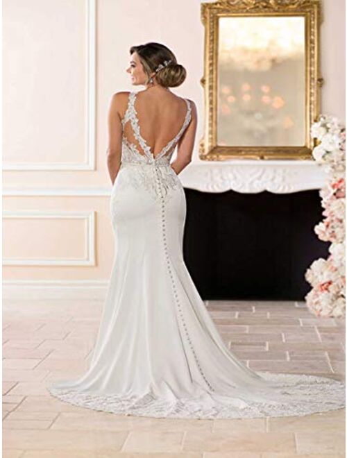 Weddingdazzle Yen Town Bridal Dresses Sexy Backless Lace Appliques Mermaid Wedding Dresses for Bride