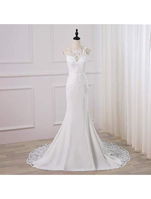 Weddingdazzle Yen Town Bridal Dresses Sexy Backless Lace Appliques Mermaid Wedding Dresses for Bride