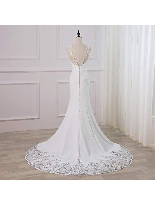 Weddingdazzle Yen Town Bridal Dresses Sexy Backless Lace Appliques Mermaid Wedding Dresses for Bride