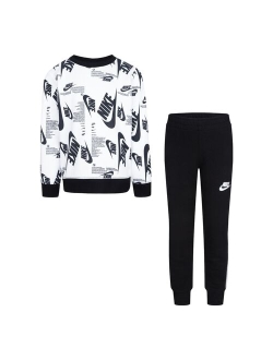 Boys 4-7 Nike Sportswear Futura Allover Print Crewneck Sweatshirt & Jogger Pants Set